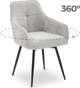 Krzesło Tapicerowane Obrotowe do Salonu LARISA Szare Nowoczesne
