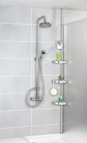 Narożna półka łazienkowa Premium Edge Shiny, 3 poziomy, lusterko, teleskopowa, WENKO