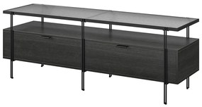 Czarna szafka pod TV w dekorze dębu 140x50 cm Wainwright – Queer Eye