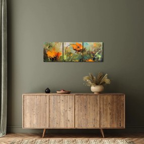 Obraz - Kwiaty (z zegarem) (90x30 cm)