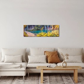 Obraz - Jeziora Plitwickie, Chorwacja (z zegarem) (90x30 cm)