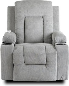 Fotel Masujący BOX 2 Rozkładany z Podnóżkiem Szary Nowoczesny