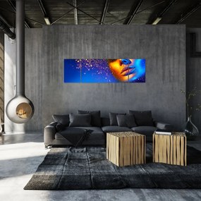 Obraz - Body art, złoto - niebieska kombinacja (170x50 cm)
