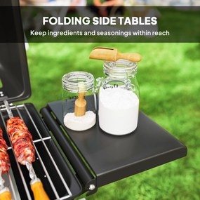 Outsunny Grill gazowy 5,6 KW z wózkiem wliczając 2 palniki ze stali nierdzewnej, składane boczne półki, kółka 101 x 50 x 102 cm Czarny