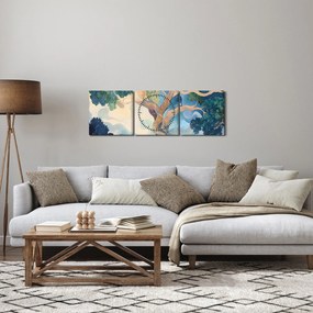 Obraz – Kosmiczne drzewo (z zegarem) (90x30 cm)