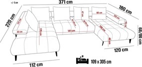 Narożnik MAGNETIC XL układ U Prawostronny elektryczna regulacja siedziska tkanina KANSAS WERSAL