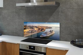 Szkło do Kuchni na Ścianę Statek przy Mieście pod Niebem