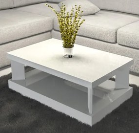 Prostokątny stolik do salonu w połysku Domino 100x60 biały