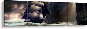 Obraz - Statek między klifami (170x50 cm)