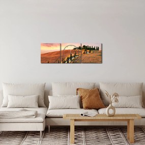 Obraz - Dom na wzgórzu, Toskania, Włochy (z zegarem) (90x30 cm)