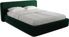 Łóżko 200 x 225 - z weluru - butelkowa zieleń - KIANA