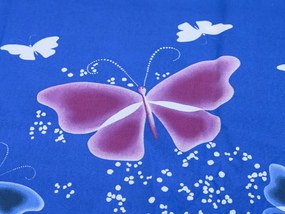 PrzytulneMieszkanie.pl PrzytulneMieszkanie.pl Bawełniana pościel VIOLET BUTTERFLY ciemnoniebieska Rozmiar pościeli: 2 szt 70 x 90 cm | 200 x 220 cm