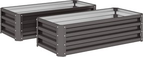 Outsunny Metalowe podwyższane grządki 2 sztuki otwarte dno do ogrodu i na balkon 110x50x30 cm ciemnoszare | Aosom PL