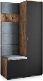 Masseno Garderoba LORI 95/181/51 cm Nowoczesna Szafa do Przedpokoju Dąb lefkas, MONOLITH 85 (Szary)