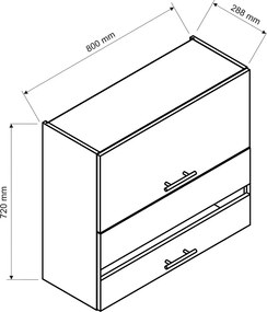 Wisząca szafka kuchenna z podwójnym frontem szara - Rimer 34X 80 cm