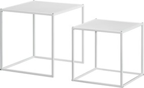 HOMCOM Zestaw Stolików Pomocniczych, Nowoczesne Stoliki, Oszczędność Miejsca, Solidny Stelaż Stalowy, Biały