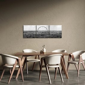 Obraz - Dachy domów w Paryżu (z zegarem) (90x30 cm)