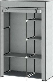 HOMCOM Szafka z materiału Szara z 6 półkami i szyną na ubrania Rozwiązanie do przechowywania | Aosom PL