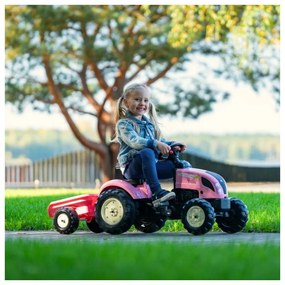 Falk traktor country star różowy na pedały + przyczepka i klakson od 2 lat.