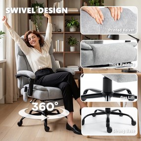 HOMCOM Fotel biurowy z wysokim oparciem, masażem wibracyjnym, funkcją podgrzewania, regulowanym oparciem, podnóżkiem, pilotem, szary | Aosom PL