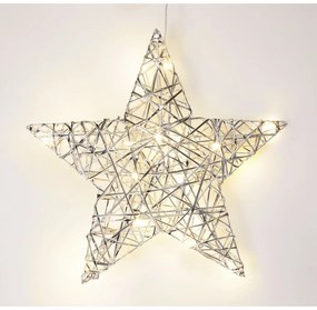 Świąteczna gwiazda świecąca Silver, 30 x 30 cm, 20 mikro LED, na baterie