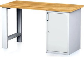 Stół warsztatowy MECHANIC, 1500x685x880 mm, 1x szafka, szary