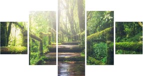Obraz - drewniane schody w lesie (125x70 cm)