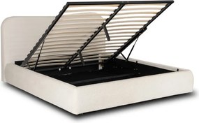 Łóżko Tapicerowane 160x200 cm BRISTOL ze Stelażem i Pojemnikiem Dwuosobowe Boucle Kremowe