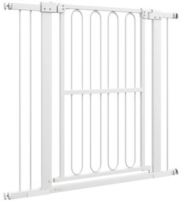 PawHut Bramka dla zwierząt domowych wysokości 94 cm na ramy drzwiowe, korytarze i schody, szerokość 76-104 cm, z metalu i plastiku, biała