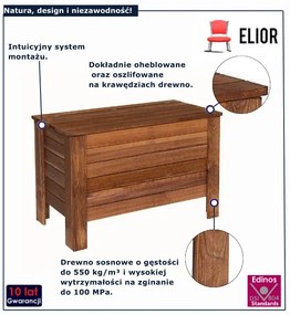 Brązowa skrzynia drewniana do ogrodu N5-B51