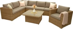 Zestaw rattanowy MALIBU dla 7 osób (beżowo-brązowy)