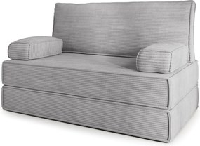 Masseno Sofa piankowa LADIA z funkcją spania, Kanapa z pianki do salonu, Bezmontażowa, Tkanina sztruksowa – Jasnoszary POSO 55