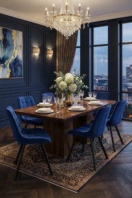 Granatowe pikowane welurowe krzesło E5-E86