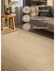 Dywan z juty dwustronny/tkany ręcznie w jasnym naturalnym kolorze 60x90 cm Sharmila Natural White – Hanse Home