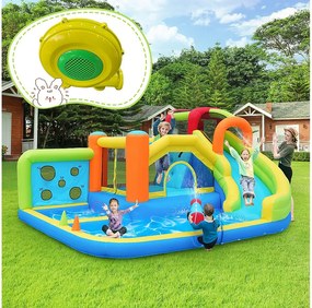 7 w 1 nadmuchiwany park wodny dla dzieci - 410 x 315 x 203 cm - Oxford - z dmuchawą - niebieski