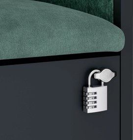 Kabina akustyczna SALLY MentalBox 600 mm – antracytowy korpus, zielone siedzisko