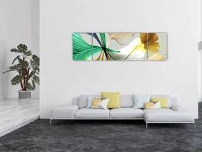 Obraz - Liście z piórami (170x50 cm)