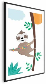 Plakat Wesoły leniwiec 21x30 cm z ramą czarną z marginesem ARTGEIST B