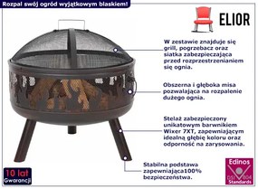 Palenisko ogrodowe z funkcją grilla na nóżkach z siatką - Arctis