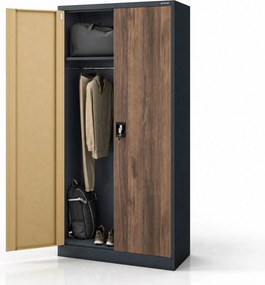 Szafa metalowa wielofunkcyjna antracytowa/orzech, 900x1850x450 mm: DAWID Eco Design
