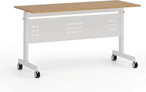 Mobilny stół PRIMO MOBI, 140x60 cm, biała podstawa, buk