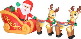 Outsunny Nadmuchiwana dekoracja świąteczna, postać na sankach z reniferami, poliester | Aosom PL