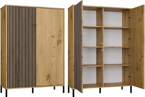 Witryna KAMARO 2DD  Slim| Dąb Artisan | 103,5x40x147,5 cm | Nowoczesna Szafka