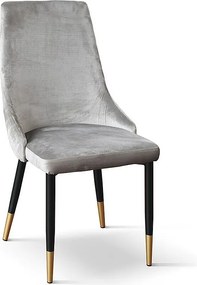 Zestaw 4 krzeseł, szara tkanina z efektem aksamitu, antracytowe i złote nogi - IRVINE