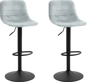 Zestaw 2 krzeseł barowych z regulacją wysokości - materiał i metal - jasnoszary - TITUS