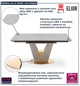 Rozkładany prostokątny stół popiel + złoty - H9-Z40
