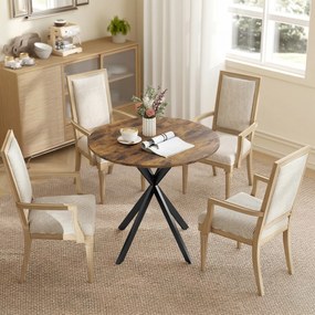 HOMCOM Okrągły stół kuchenny, 80 cm, kompaktowy blat, płyta wiórowa, metal, Rustykalny-brązowy | Aosom PL