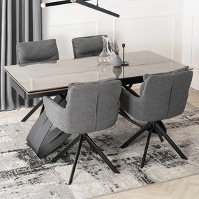 Krzesło Tapicerowane Obrotowe do Salonu PAUL Ciemnoszare Nowoczesne