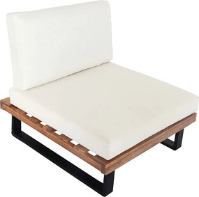 Fotel wypoczynkowy MCW-H54,  jasnobrązowy, tapicerka kremowa biel