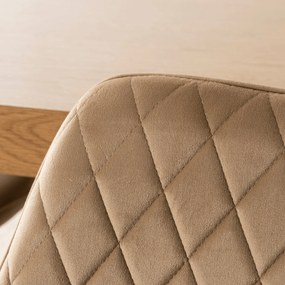 Krzesło Tapicerowane do Jadalni BRESSO Beżowe Welurowe Nowoczesne